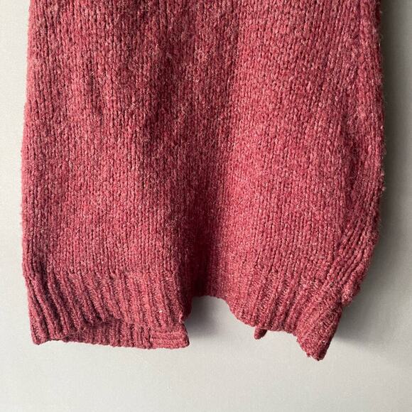 Free People sz S Burgundy‎ wool knit winter thick cardigan - Picture 7 of 11
